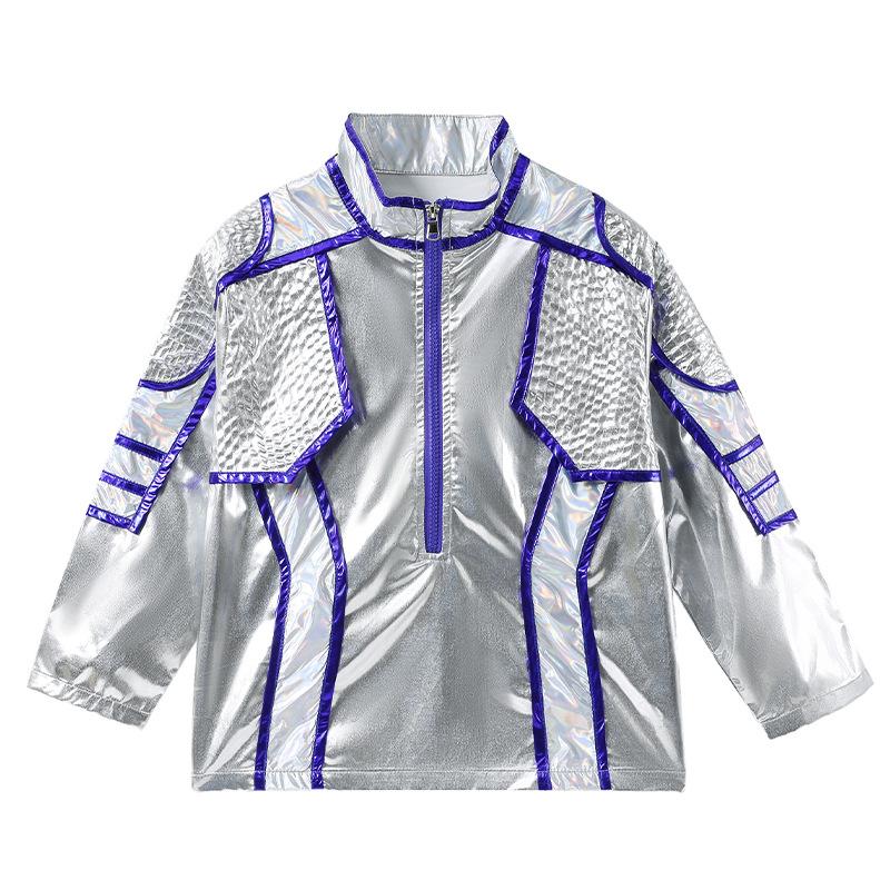 Sense of technology Children's universe laser suit Robot dance suit Trend future catwalk silver men's and women's performance suits