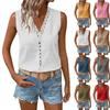Sleeveless V Neck Tank Top for Women with Lace Trim Loose Fit Summer Blouse Soft Lightweight Casual Shirt