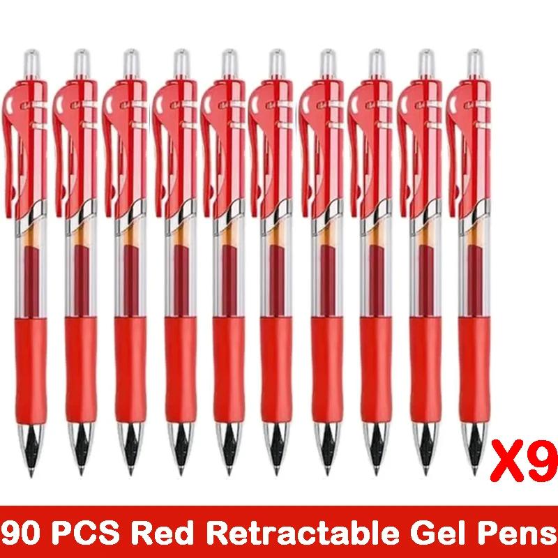 10/100 PCS Roise Retractable Gel Pens Set Black/Red/Blue Ink Ballpoint for Writing Refills Office School Supplies Stationery