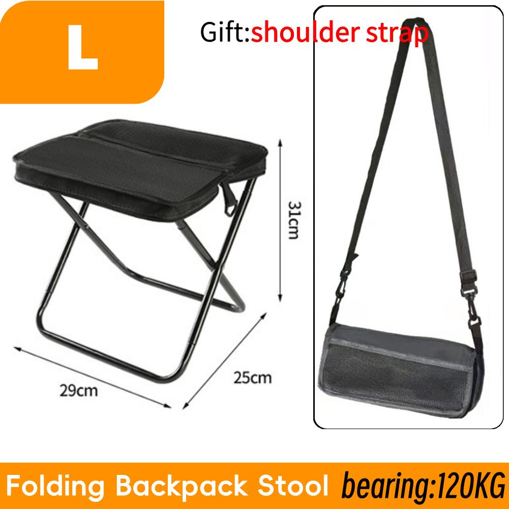 Chaise Pliante Portable Chaise Intégrée de Rangement Extérieure Tabouret Pliant avec Sac de Rangement et Sangle Réglable pour Camping Pique-nique