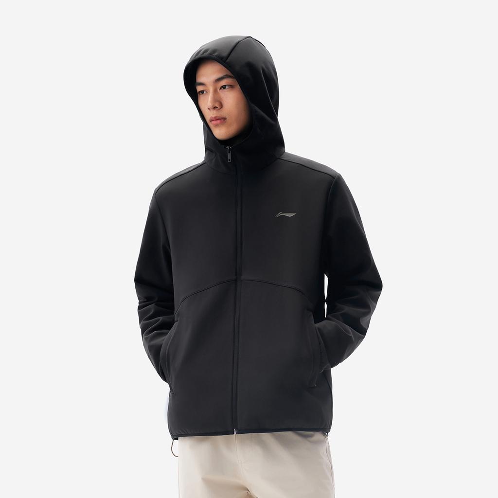 Li Ning Fitness Series Casual Simple Versatile Fleece Warm Comfortable Windproof Water-Repellent Hooded Zipper Training Sports Jacket AFDVE89-5