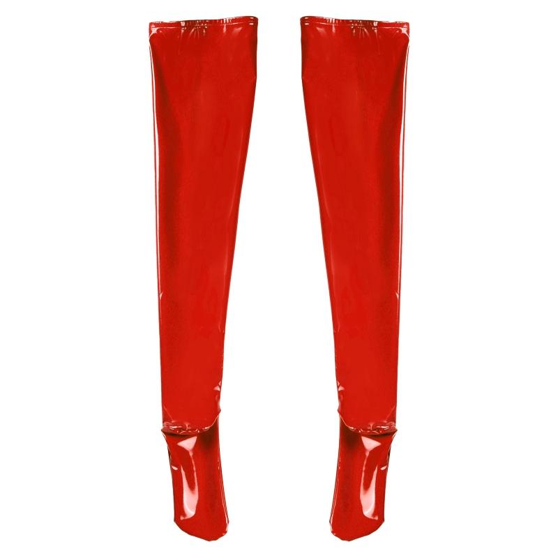 3XL Plus Size Wetlook PVC Leather Thigh High Stockings Gothic Punk Reflective Shiny Pole Dance Night Club Party Lingerie