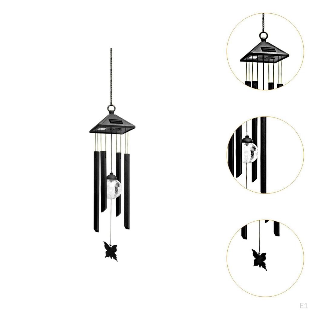 Solar Powered Light with Wind Chime Hanging Decoration Versatile Decorative for Gardening Gift