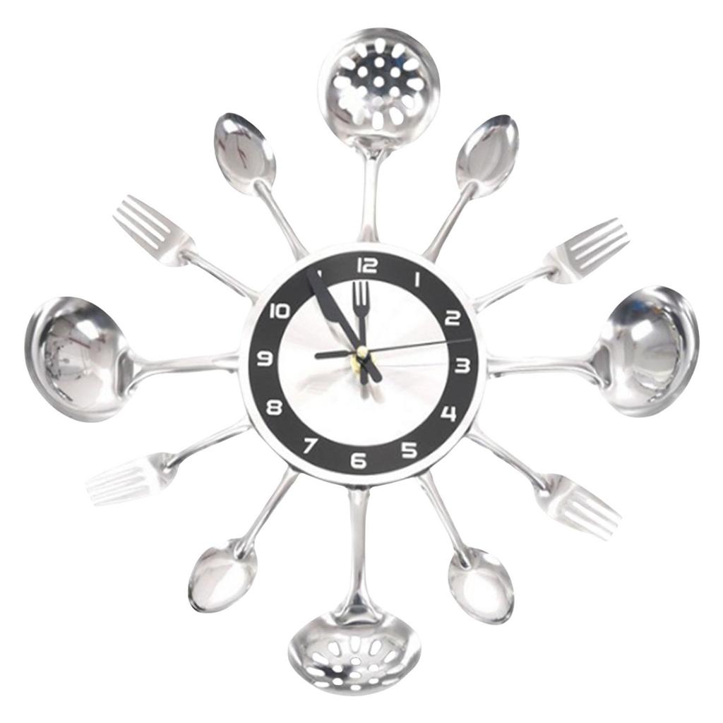 Modern Design Sliver Cutlery Kitchen Utensil Wall Clock for Decor