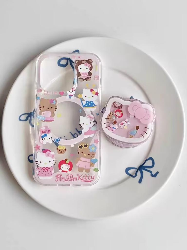Magnetic Shake Kitty Holder Hello Kitty Case For Samsung Galaxy S26 Ultra S25 S24 S23 S22 Ultra Plus FE Flip 7 6 5G Phone Cover