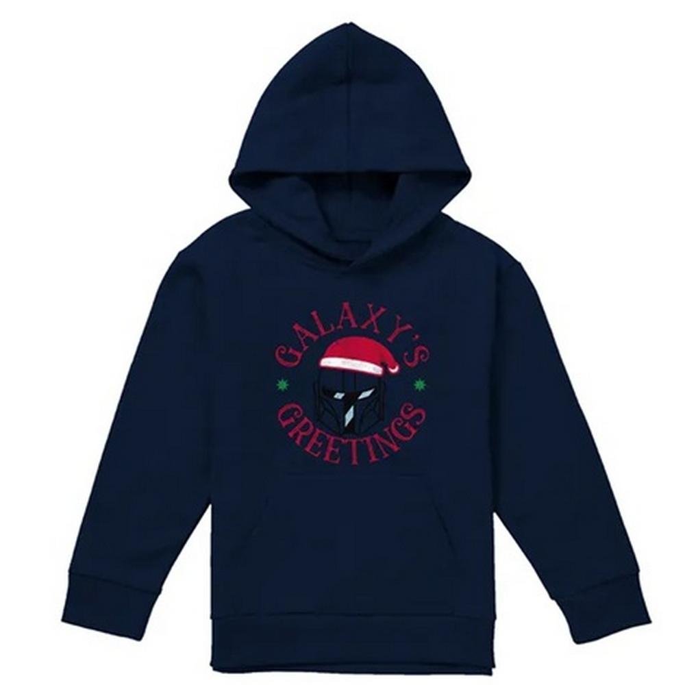 Star Wars The Mandalorian Childrens/Kids Christmas Galaxy's Greetings Hoodie