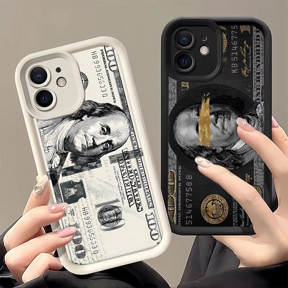 Black Dollars Full-Coverage Phone Case for Samsung Galaxy A56 A55 A36 A35 A26 A25 A15 5G A24 A23 A22 A52 A52S A71 A72 4G Cover