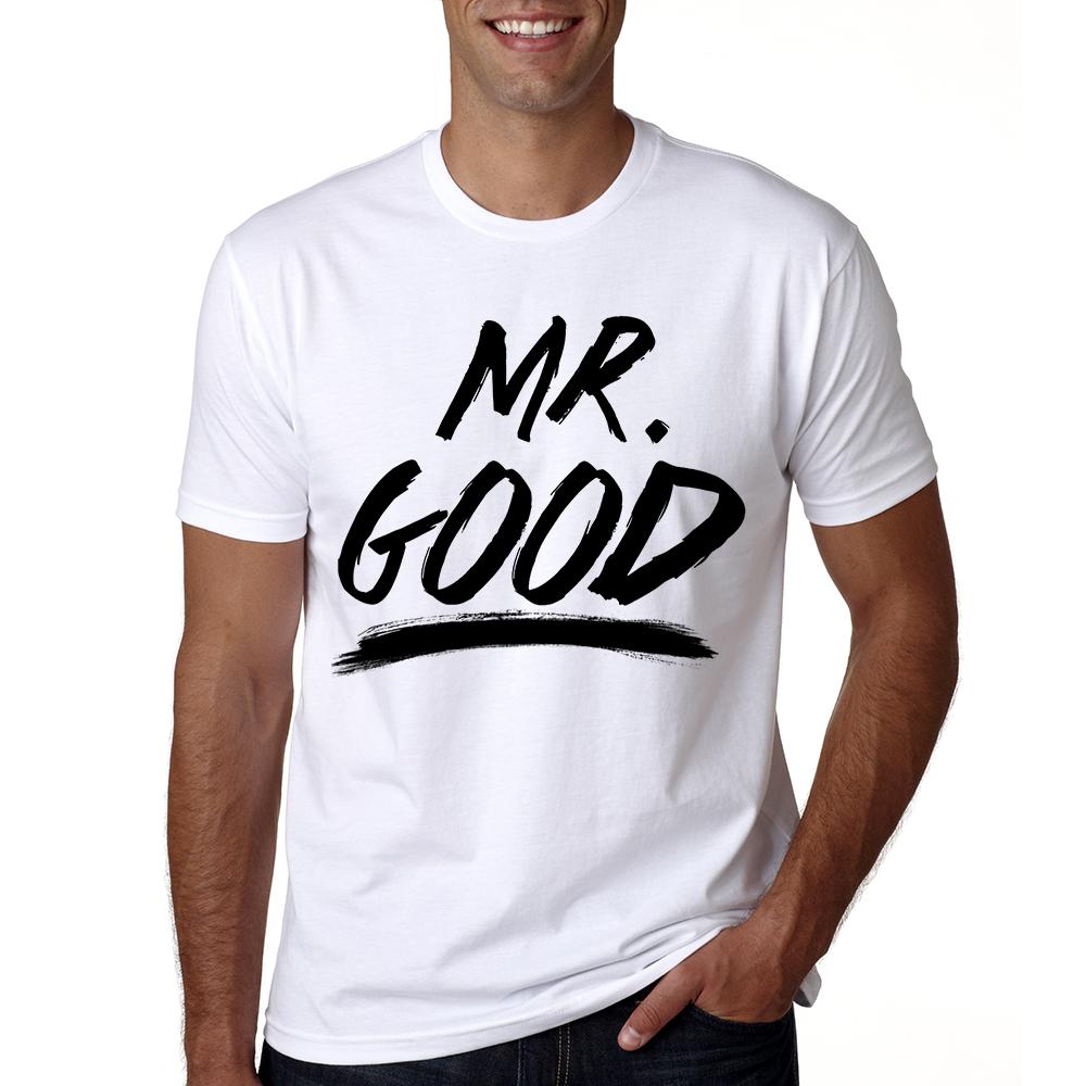 Летние парные футболки Mr Good Mrs Life с принтом букв, хлопковые футболки с круглым вырезом M