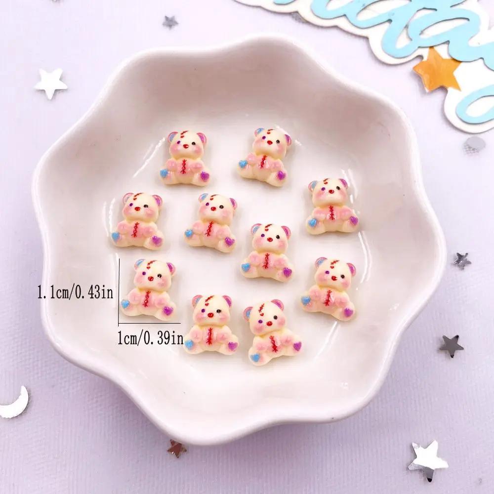 50pcs Resin Colorful Cartoon Love Bowknot Bear Figurines Flat Back Nail Art Decor DIY Scrapbook Jewellery Accessories Crafts