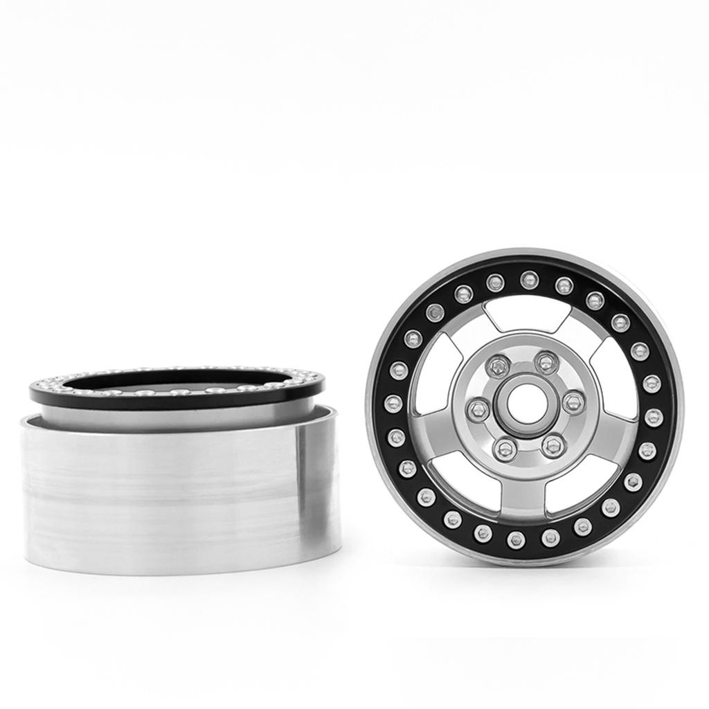 Aluminum Alloy Wheel Rim Beadlock Wheel Rims Hub 4pcs Replacement for 1/10 TRX4 Axial SCX10 90046