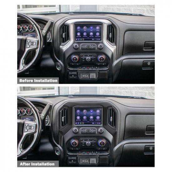 Carbon Fiber Radio Display Navigation System Cover Trim For Chevy Silverado 19+