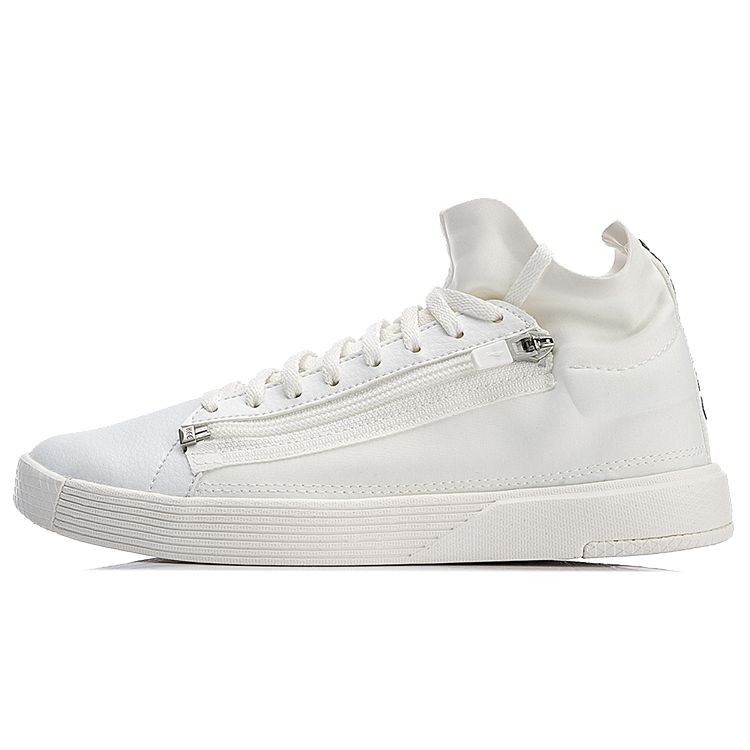 Li-Ning Chillout Zip Lightweight Mid-Top Skate Shoes Women Sneakers Off-White AGBN026-2