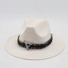 Wind Western Cowboy Hat Horn Woolen Jazz Top Hat Men And Women'S Ethnic Style Felt Hat Big Eaves Hat