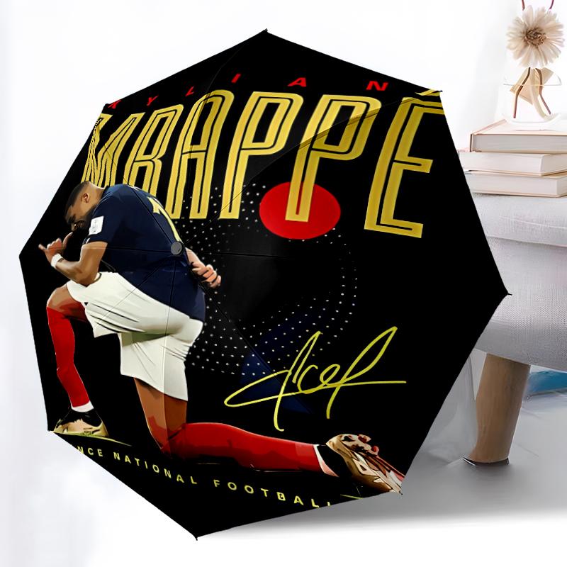 Printed Kylian Mbappé Printed Folding Umbrella,Outdoor,Leisure,And Travel Umbrella,Durable Umbrella Fabric,Birthday And Holiday Gift