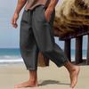 2025 Men's Casual Summer Cotton Linen Drawstring Capri Pants
