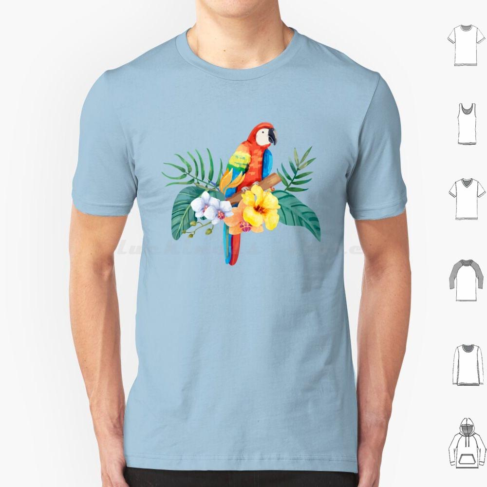 Tropical Parrot T Shirt Cotton Men Women DIY Print Parrothead Buffett Shark Tropical Volcano Parrot Margaritaville Beach