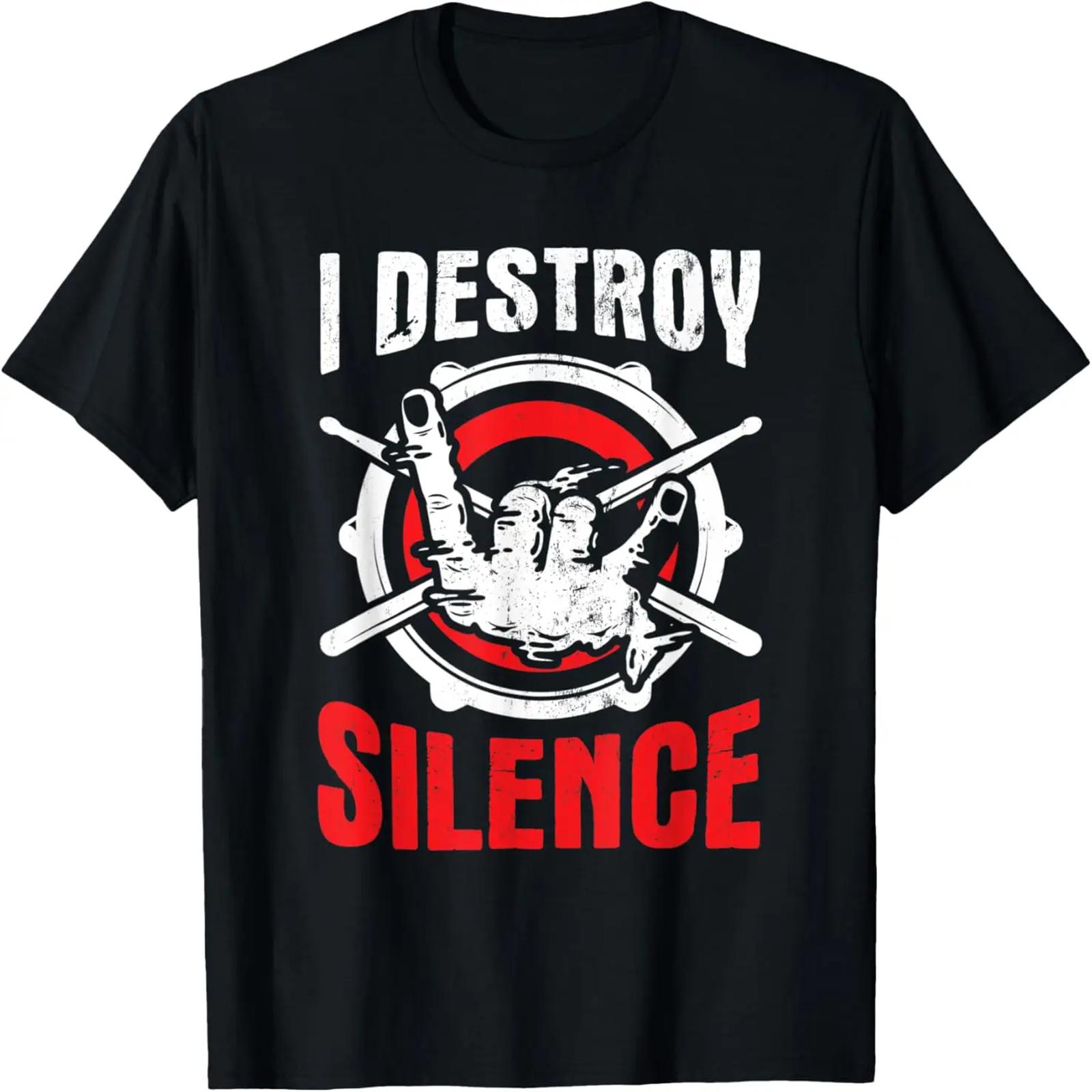 

I Destroy Silence Drum Set Drum Sticks Drummer T-Shirt XXXXXL чорний