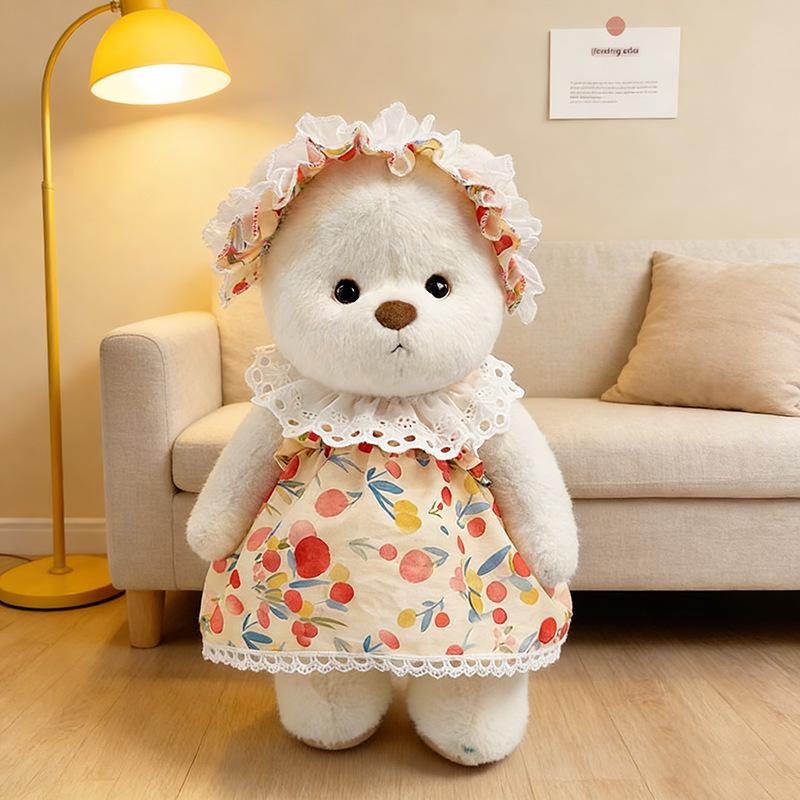 Medium Bear Outfit - Blue Pink Striped Carrot Overalls Set