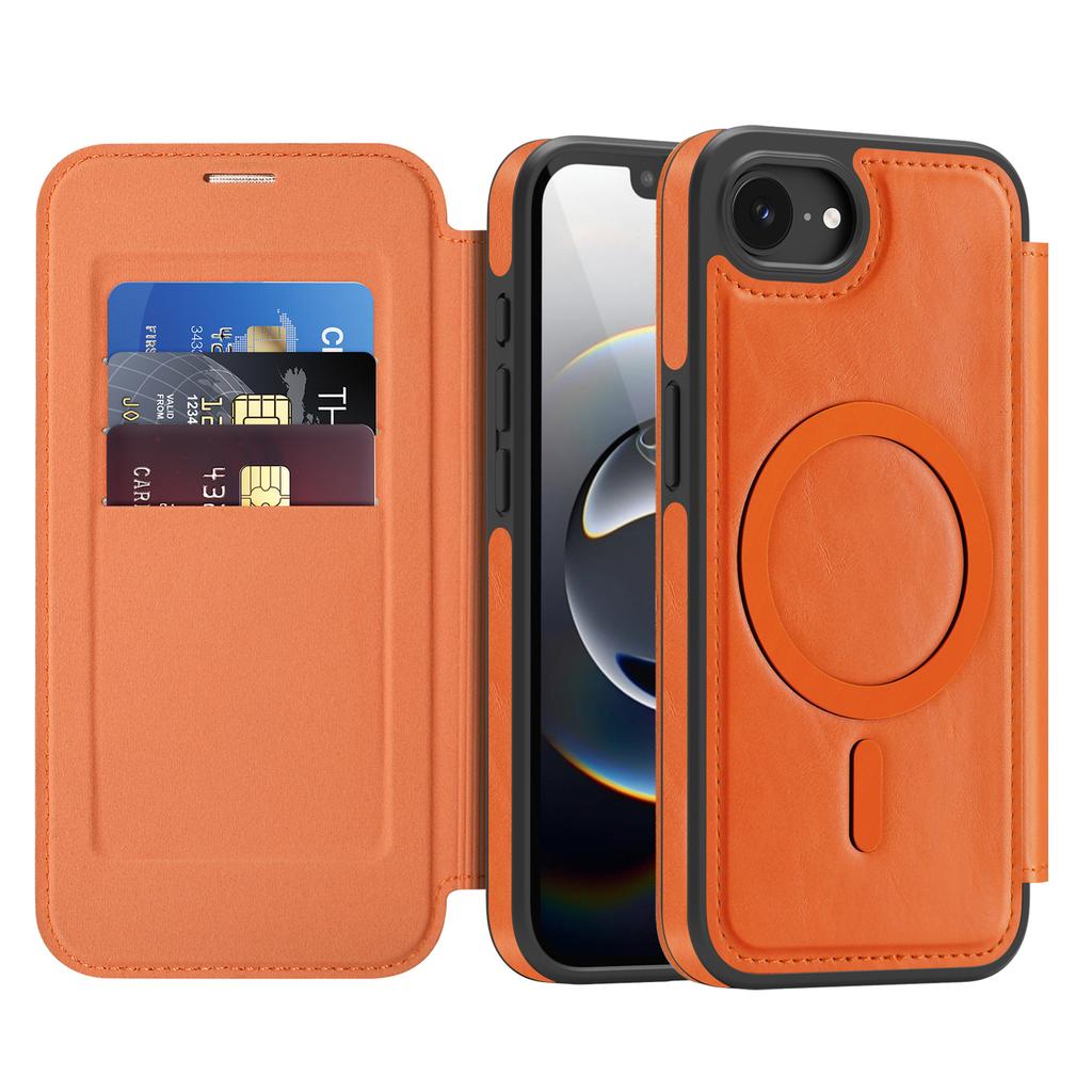 Portefeuille de luxe en cuir PU à rabat Étui magnétique pour iPhone 17 16 15 14 13 12 Pro Max 17E 16E Portefeuille porte-cartes à chargement sans fil