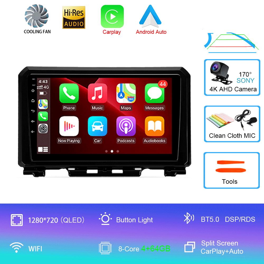 Car Radio Android 14 Carplay Auto For Suzuki Jimny 2018 2019 2020 Multimedia Video Player GPS Navigation DSP 2Din DVD Stereo 4G