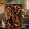 Maquette Maison de Café Rétro DIY Puzzle en Bois 3D Assemblage Étagère Coin Lecture Kits de Construction Miniature Jouets Faits Main