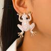Unique Alloy Jewelry Frog for Women, Rhinestone Stud Earrings, Sparkly Cute Vintage Reptile Animal Brooch Pin, Boho Summer Beach Vacation Statement