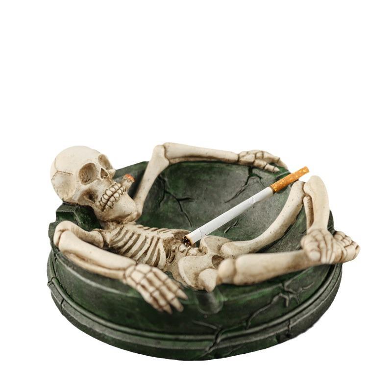 Creative Skull Resin Ashtray, Halloween Home Desktop Decor Ornament, Cool Craft Gift