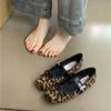 Square Head Women's Shoes Autumn New Flat Bow Single Shoes Ballet Silver Belt Buckle Mary Jane Shoes