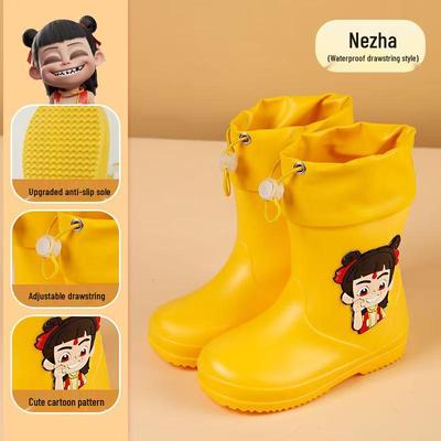 Kids' Cartoon Waterproof Non-slip Rain Boots with Plush Lining for Toddlers and Big Kids