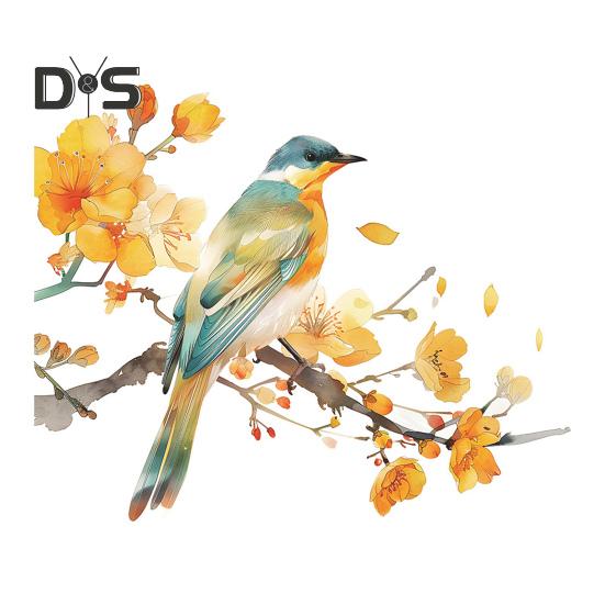 

Наклейка на унитаз с птицей и цветком, съемная самоклеящаяся водостойкая ПВХ гостиная, настенная наклейка для ванной комнаты, украшение для крышки унитаза жёлтый