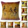 Retro African Cushion Cover Abstract Human Figure Design Warm Tone Soft Polyester Bedroom Decor Throw Pillow Case