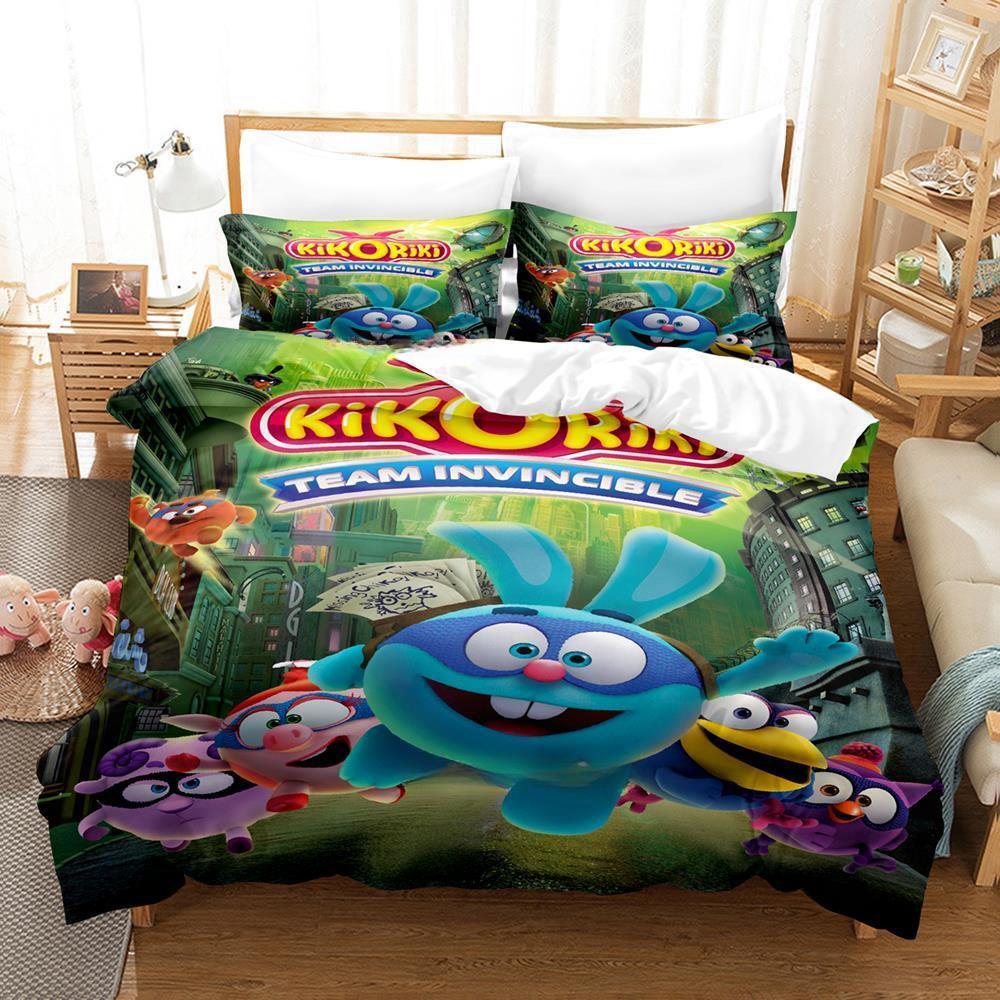 Smeshariki Zestaw pościeli Pojedynczy Bliźniaczy Pełny Queen King Size Zestaw na łóżko Dorosły Dziecko Sypialnia Zestawy poszewek na kołdrę Druk 3D Anime Zestaw prześcieradeł