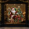 Luxury Style Christmas Window Stickers Santa Claus Static Cling Store Showcase Decor