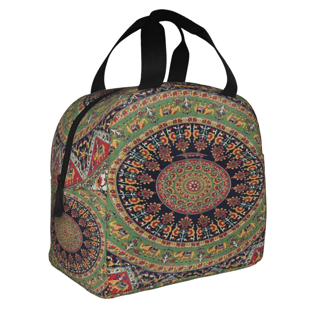 Mandala Pattern Print Lunch Bag Women Portable Cooler Thermal Insulated Lunch Box for Kids School Multifunction Food Bento Box
