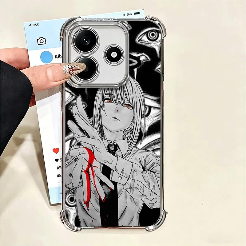 Anime Charakter Makima CSM Vergoldetes Handyhülle Für Xiaomi Poco X5 X6 X7 X8 Pro Max F8 Ultra F7 M8 M7 M5S Redmi 15C 15 14C 13C 13