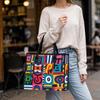 Colorful Geometric Tote Bag Large Capacity Fashion Casual Carryall Shoulder Bag for Daily Use