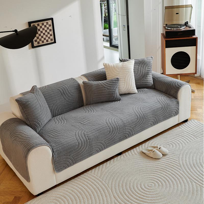 

Thickened Plush Sofa Cushion for Autumn and Winter 2025 New Straight Row One-piece Anti Slip Soft Comfortable Sofa Cover Cloth 45X45cm pillow cover темно-серого