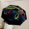 1 Stück Monster Truck Neon Kunstwerk Regenschirm mit Kunststoffgriff, Geeignet für alle Jahreszeiten Zuhause Reisen Outdoor RegenschirmDD628