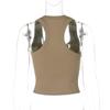 Women European Style Solid Color U Neck Slim Fit Cropped Racerback Tank Top