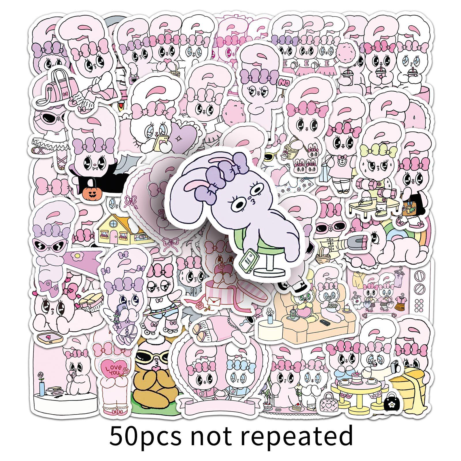 

Aisule Little Rabbit Cartoon Decorative Stickers - 50 Sheets for Notebooks & Luggage