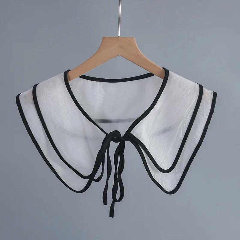 

Двухслойный съемный воротник-шаль для женщин, маленький шарф, блузка, топы, поддельный воротник, шея, плечи, накидки, платье для девочек, поддельный воротник