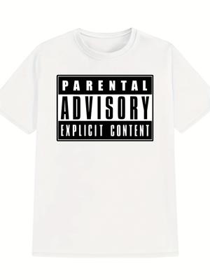 Men's "Parents Counseling Explicit Content" Graphic T-shirt Black Vintage Short-sleeved T-shirt with Bold White Letters Men's