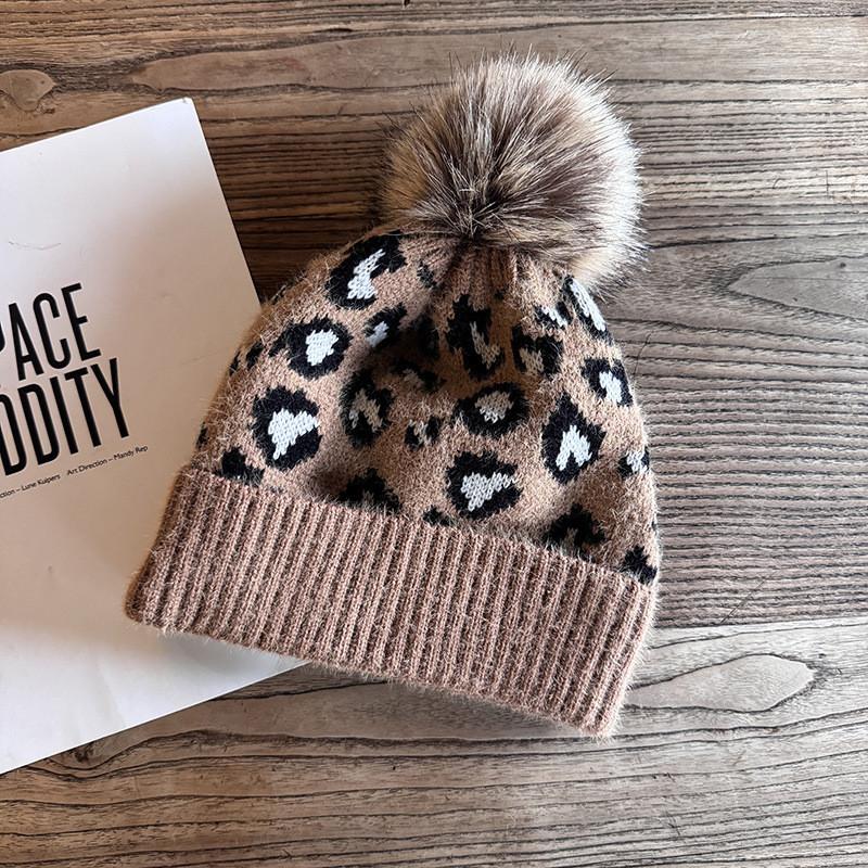 Fashion Leopard Print Pattern Womens Casual Warm Knitted Hat For Winter