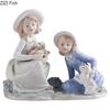 European Girl Character Ceramic Statue Desk Decoration Cute Girl Porcelain Crafts Painted Figures Sculpture Modern Home Decor