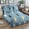 Комплект из 3 предметов, утолщенная юбка-кровать с принтом, мягкая шлифовальная пылезащитная юбка-кровать, покрывало размера King Queen с 2 наволочками