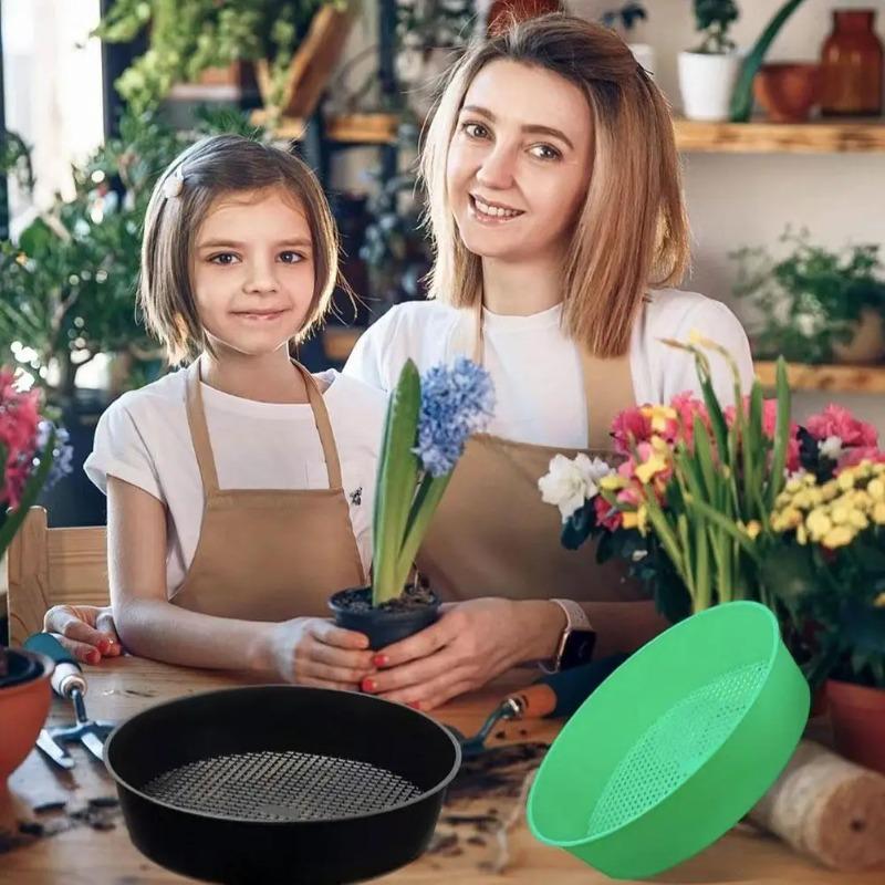 Round Screen Pan Plastic Soil Sieve Filter Mesh Pot Soil Stone Sifter Filtration Home Gardening Tools Flower Plant Nursery Pots