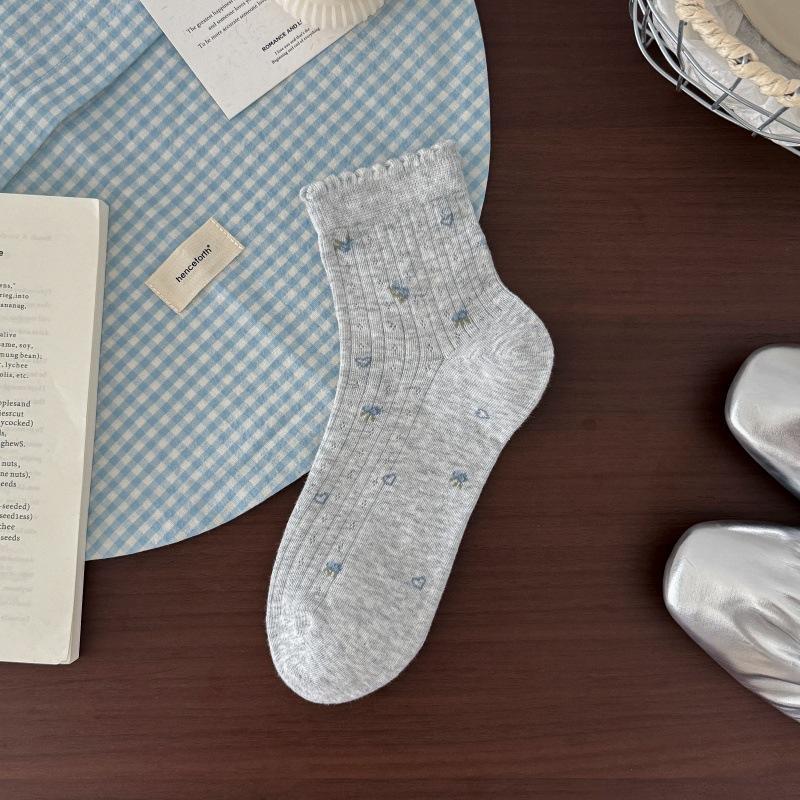 Pleated Laceless Short Socks, Ballet Style, White Mid-calf Socks, Summer Lightweight Version, Summer Layered Stockings