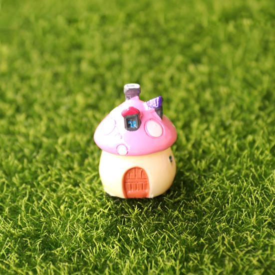 Mini houbový dům Figurka Miniaturní doplňky pro pohádkovou zahradu Malá pryskyřičná chaloupka Soška pro DIY Terárium Mechový krajinný květináč Bonsaj Dekorace