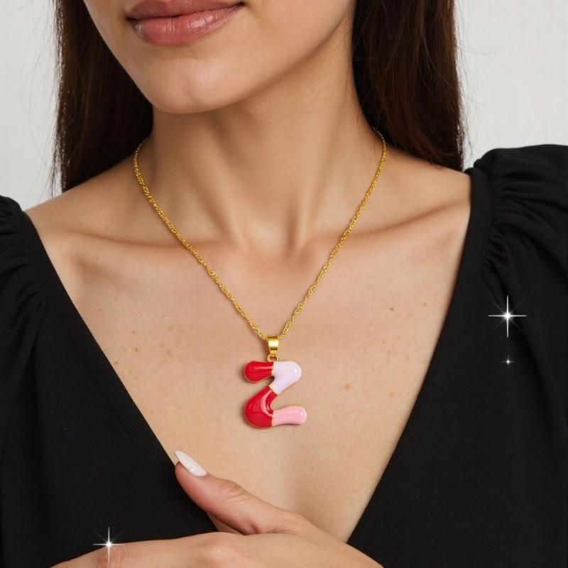 Personalized Colorful Letter Alloy Necklace Adjustable Chain Everyday Wear Letter Pendant Chokers For Women Unique Gift
