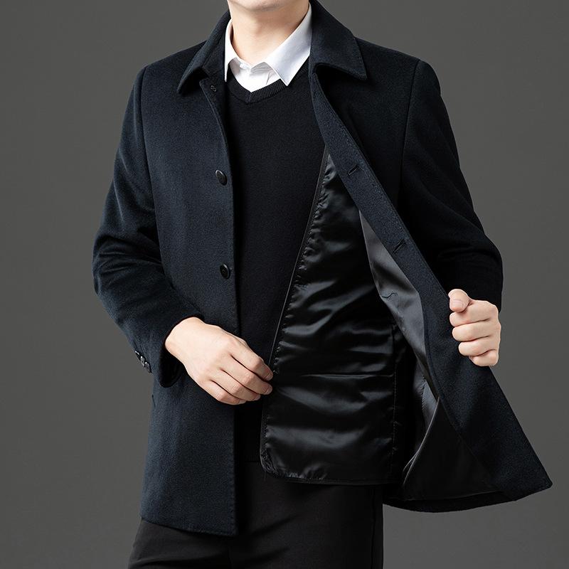 New Autumn and Winter Men's Wool Coat High-end Warm Middle-aged Dad Outfit